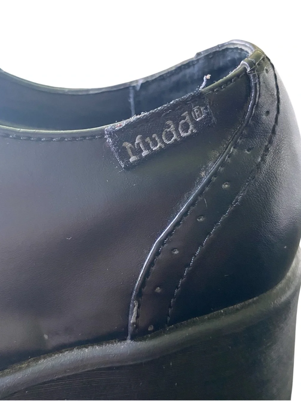 Vintage Mudd Black Faux Vegan Leather Chunky Heel Platform Oxford Y2K 90s Size 7